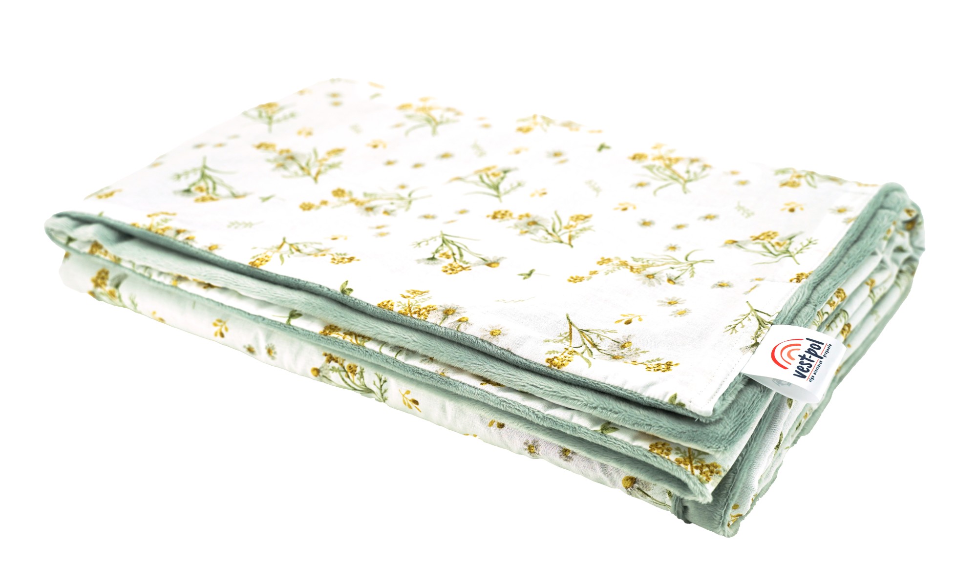 Kołdra obciążeniowa FUN Rumianki – dwustronna kołdra z bawełnianym wzorem rumianków i miękkiego minky