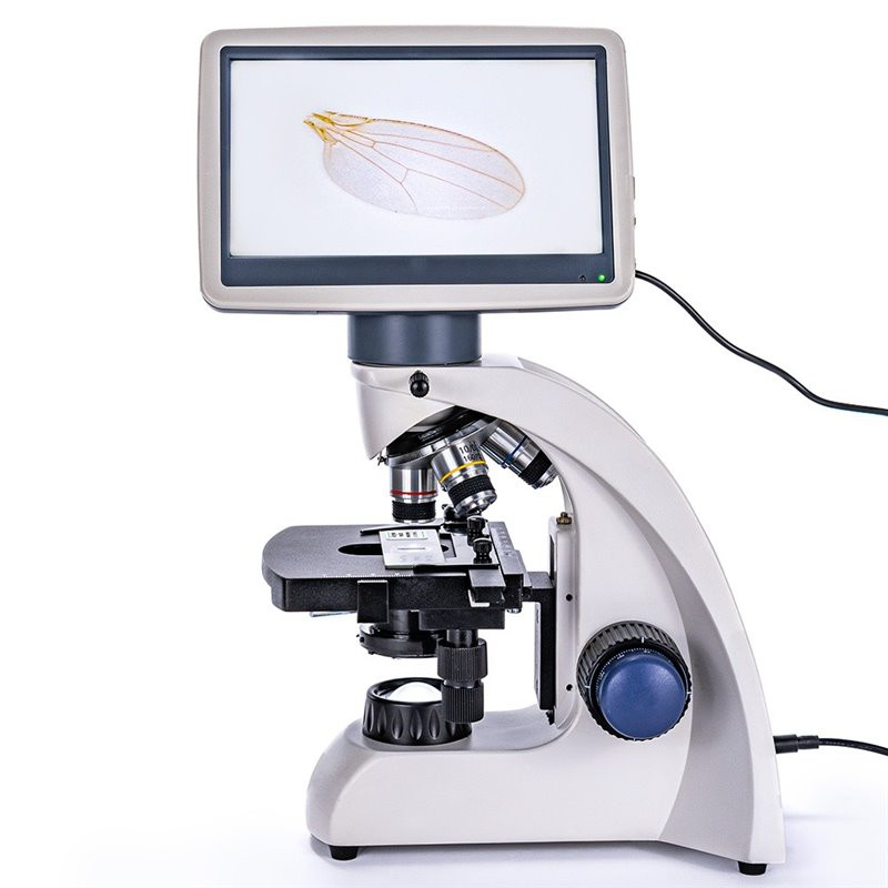 Mikroskop szkolny biologiczny 600x LED z ekranem LCD 7 cali i stolikiem mechanicznym