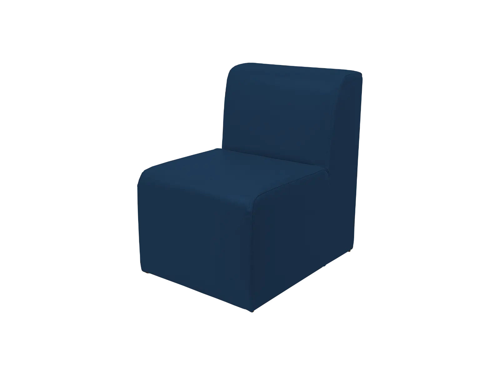 Fotel Modulo ustawiony w sali przedszkolnej — stabilne siedzisko o wymiarach 38 × 49 × 52 cm, pokrycie PCV łatwe w pielęgnacji