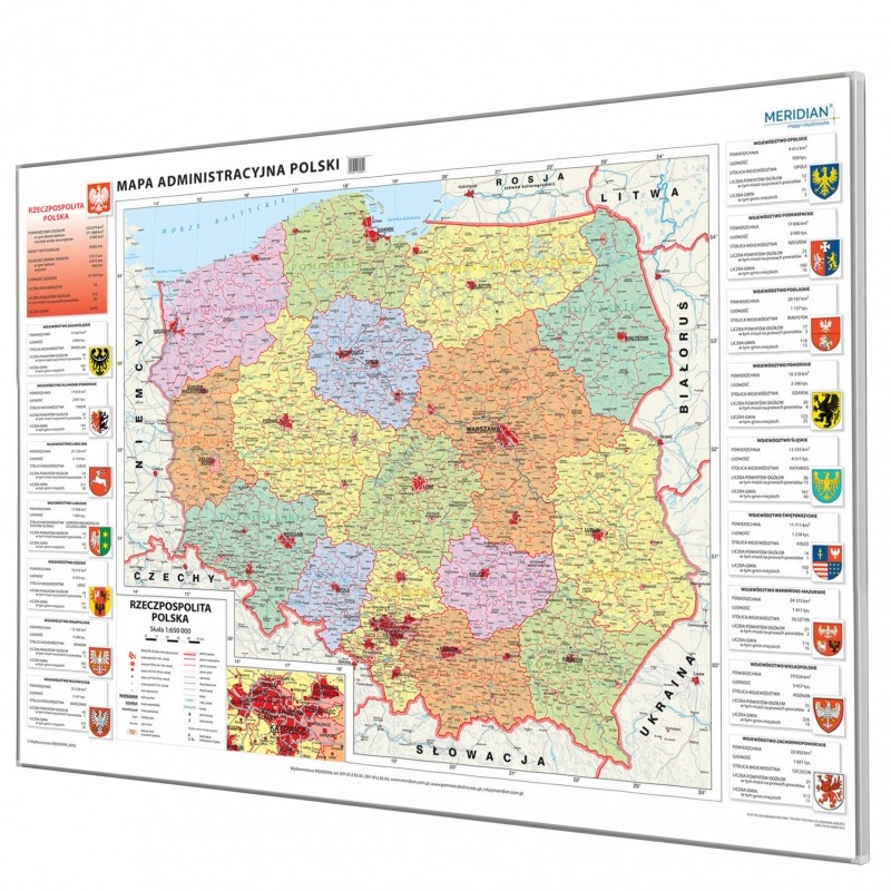 Mapa administracyjna Polski 156 × 116 cm w wersji magnetycznej