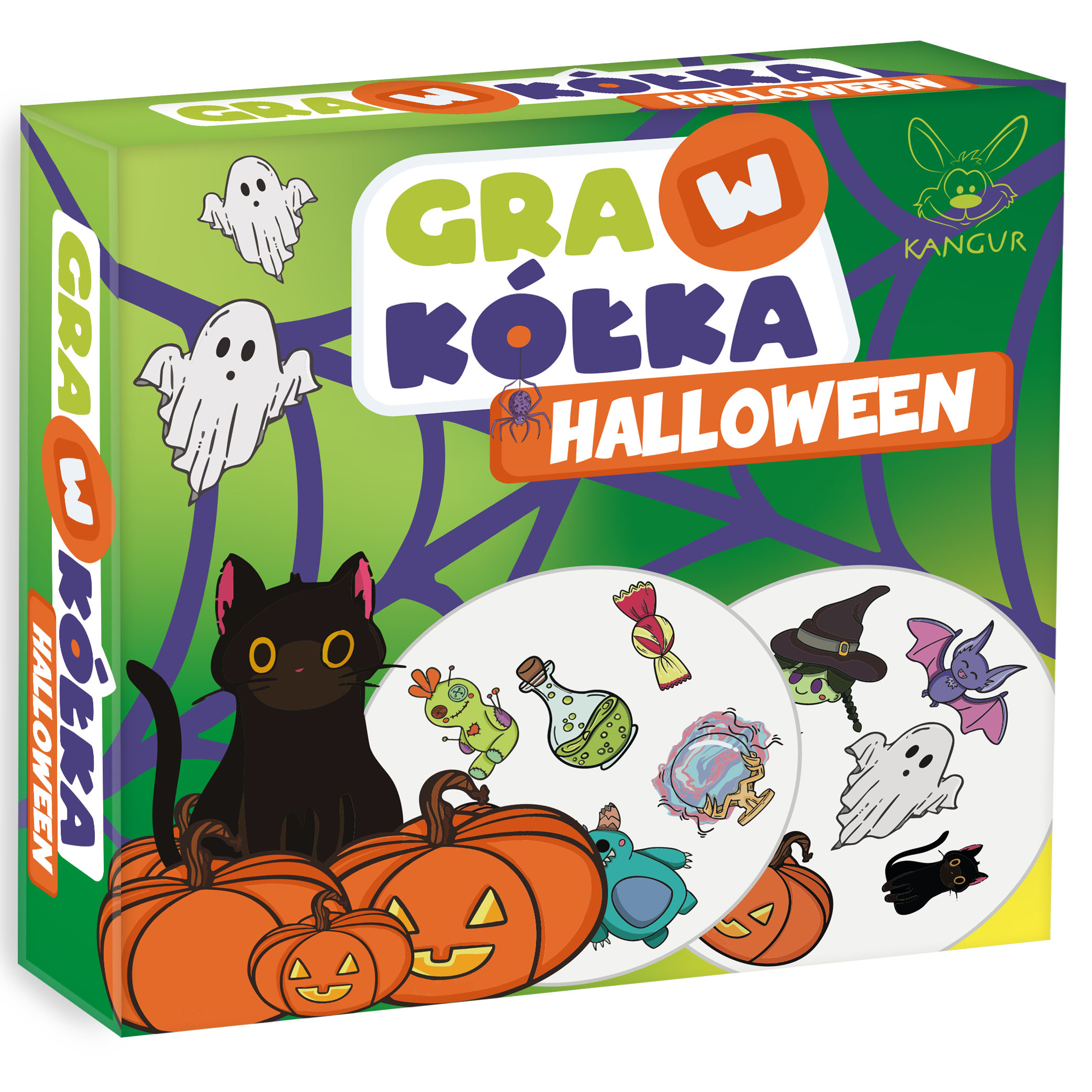 Gra w kółka Halloween Kangur – gra karciana na spostrzegawczość dla dzieci 5+