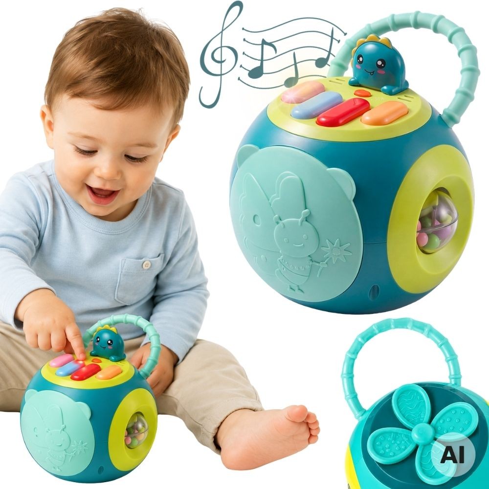 Interaktywna kula edukacyjna WOOPIE z sorterem i pianinkiem