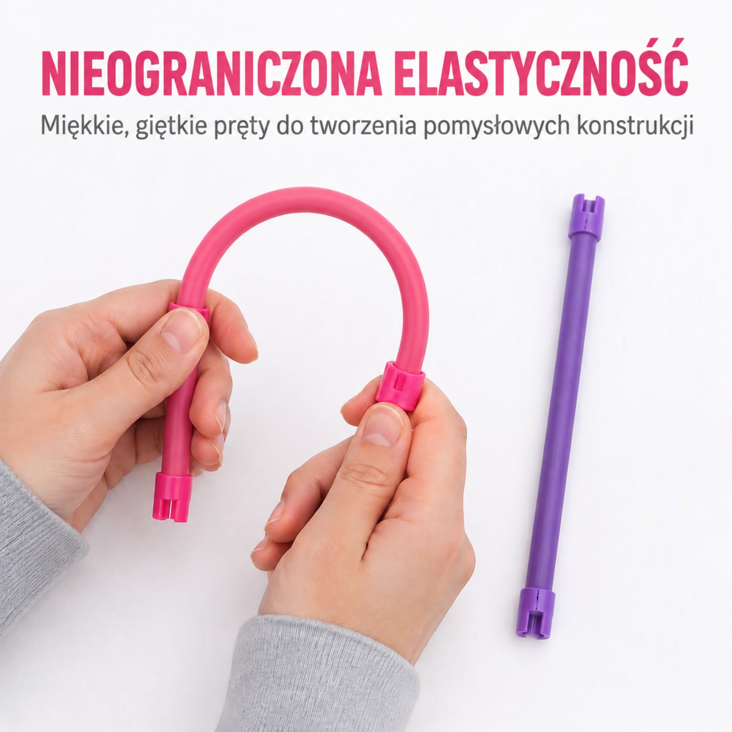 Klocki konstrukcyjne 3D WOOPIE – miękkie elementy do budowania różowego samochodu terenowego