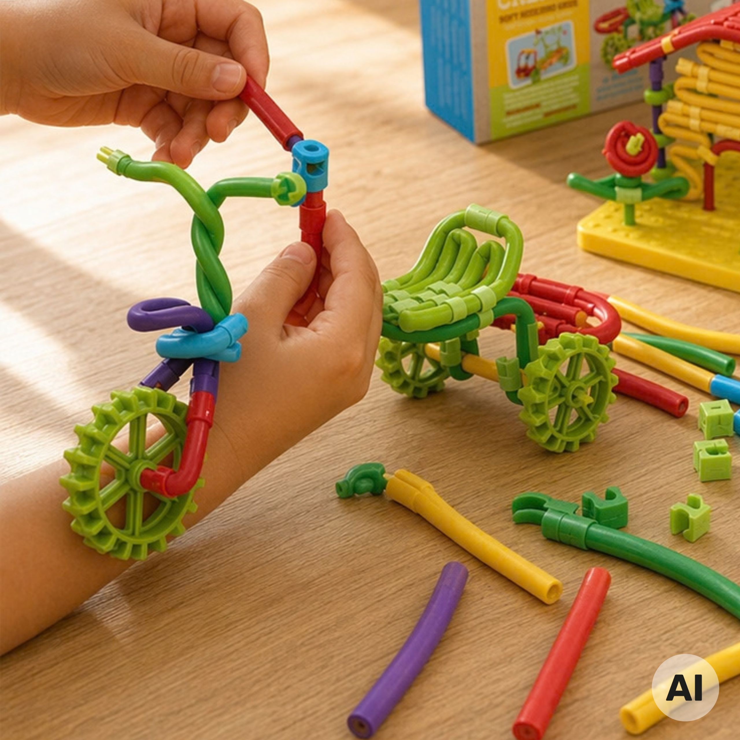 Klocki konstrukcyjne WOOPIE Twist Art – giętkie patyczki i elementy do budowania modeli 3D