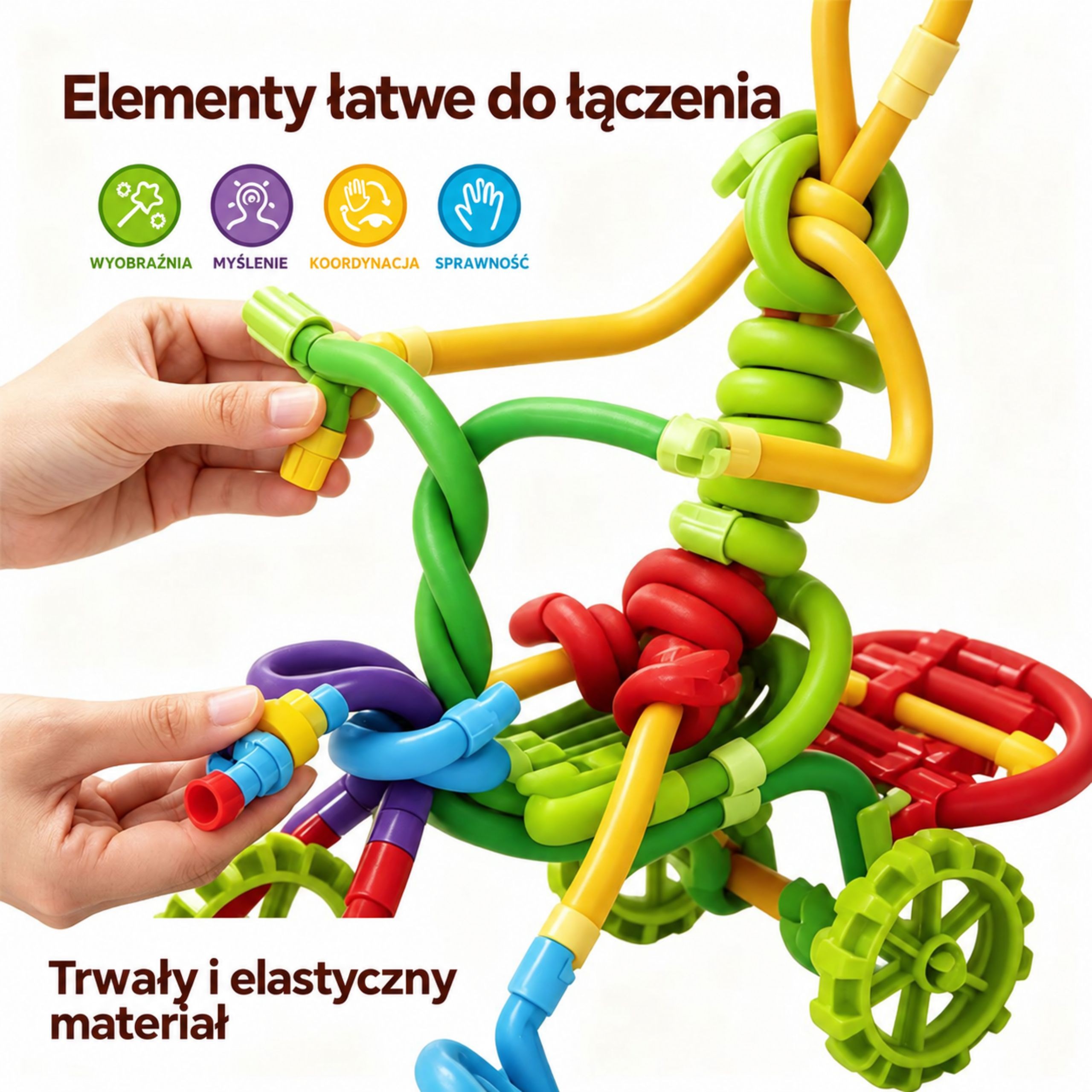 Klocki słomki konstrukcyjne WOOPIE Twist Art – zestaw 85 elementów