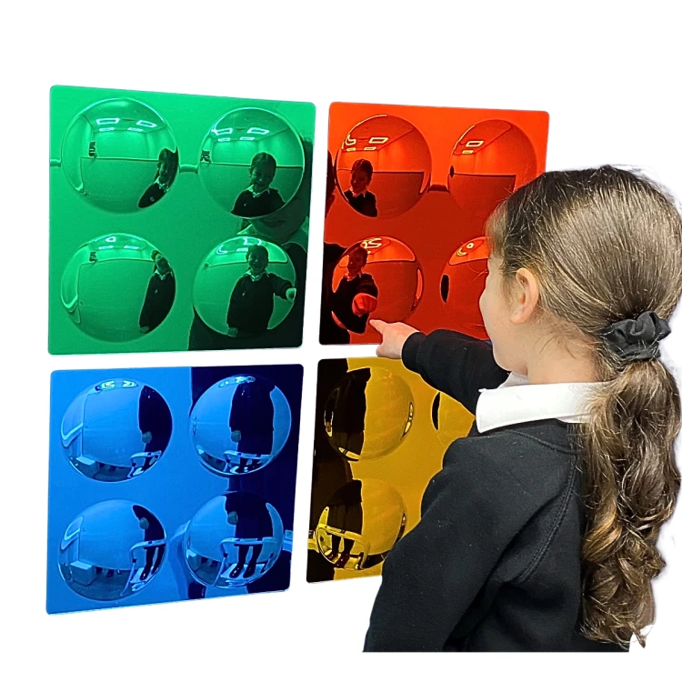 Wypukłe kolorowe lustra sensoryczne Playlearn 33 × 33 cm do zabaw z odbiciem