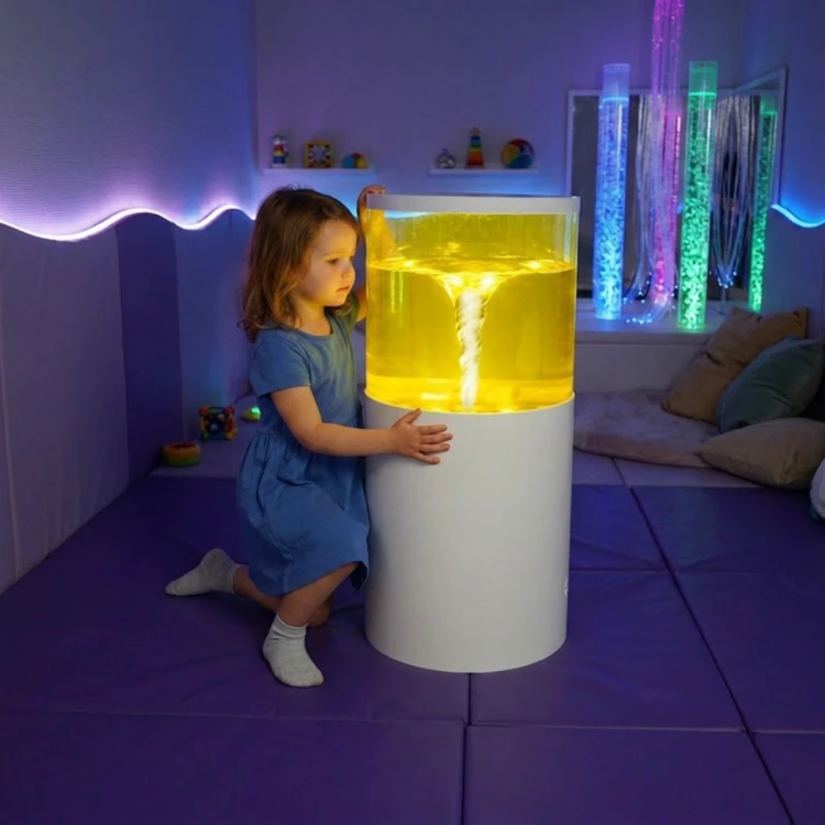 Sensoryczna tuba tornado LED Playlearn 85 cm z wirującą wodą i kolorowym światłem
